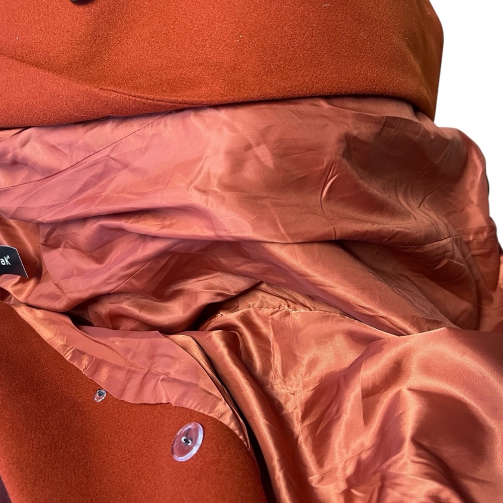 Allegra K NWT Women’s Burnt Orange Pea Coat Double-Breasted Knee-Length Sz. SM - Picture 6 of 6